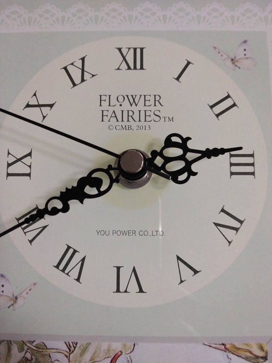 フラワーフェアリーズ クロック ホワイトバインドウィードフェアリー ガラス製の時計