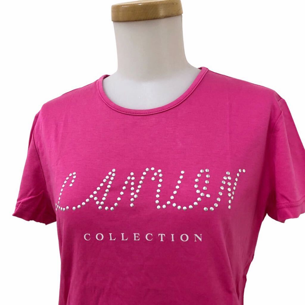 Nm217-12 LANVIN collection ランバン コレクション 半袖 ロゴ Tシャツ シャツ カットソー トップス ピンク レディース 40 日本製_画像2