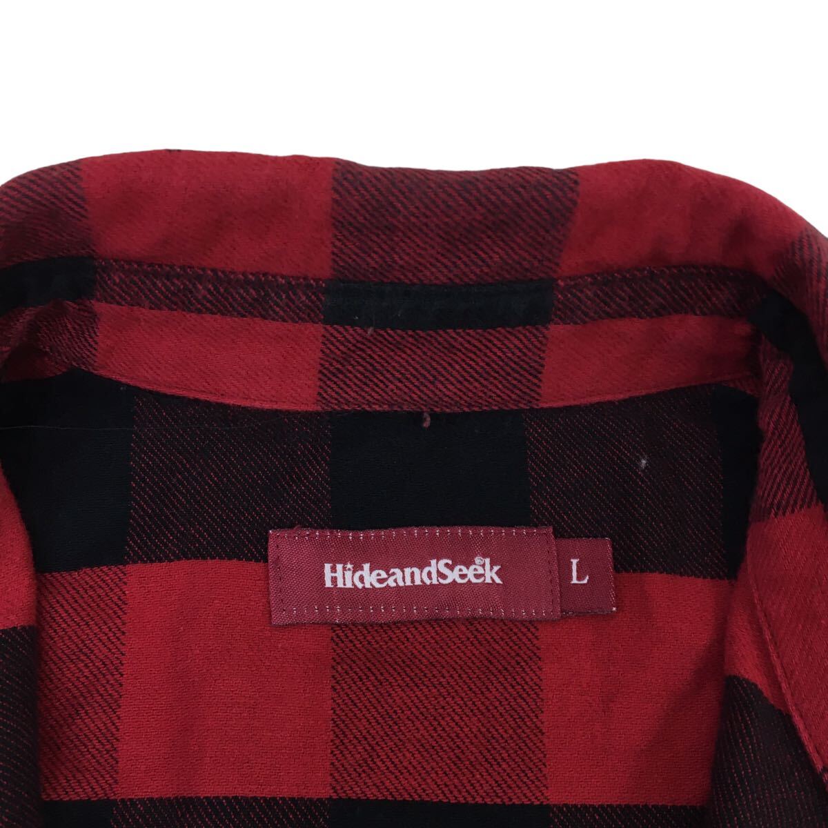 ND175 made in Japan HIDEANDSEEK hyde and si-k long sleeve shirt feather weave tops front button cotton cotton 100% red group total pattern men's L
