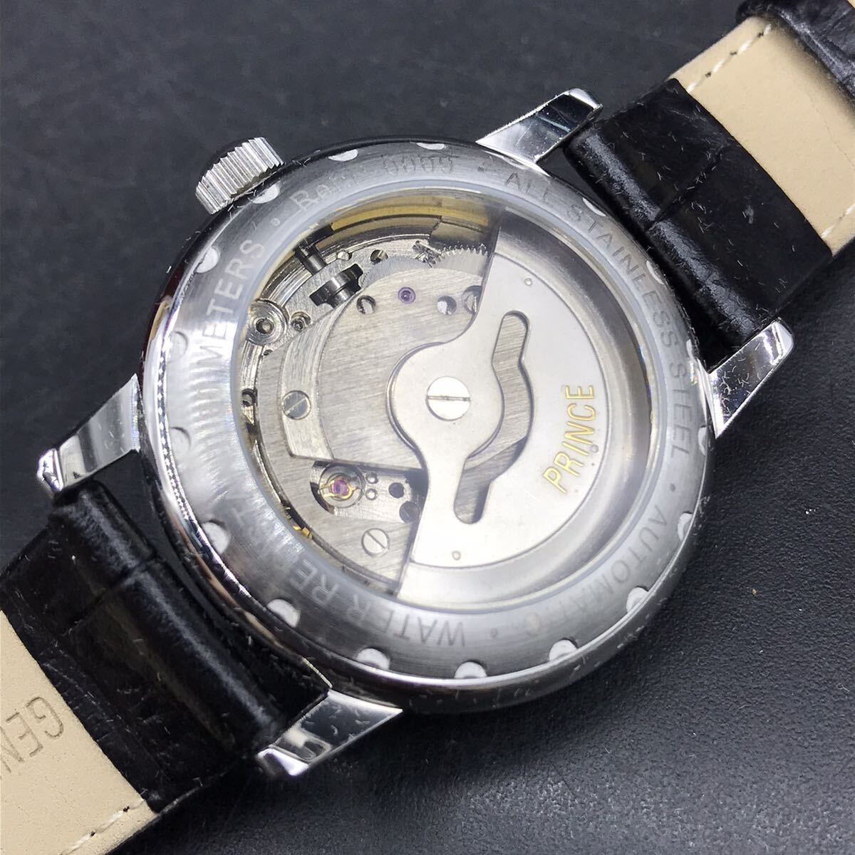 M561 稼働品 自動巻き 腕時計 2本 まとめ売り PRINCE プリンス P-0009 WINNER ウィンナー スケルトン 裏スケ ムーンフェイスの画像5