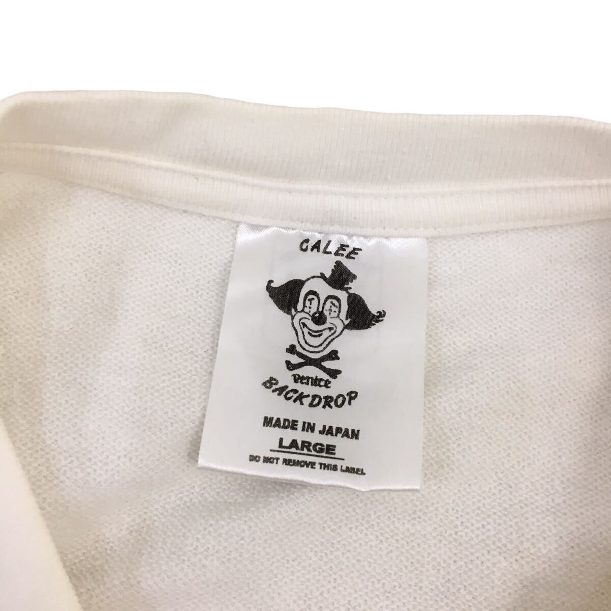 D533 日本製 CALEE × BACKDROP キャリー×バックドロップ 七分袖 シャツ トップス プルオーバー クルーネック 綿100% 白系 メンズ L_画像7