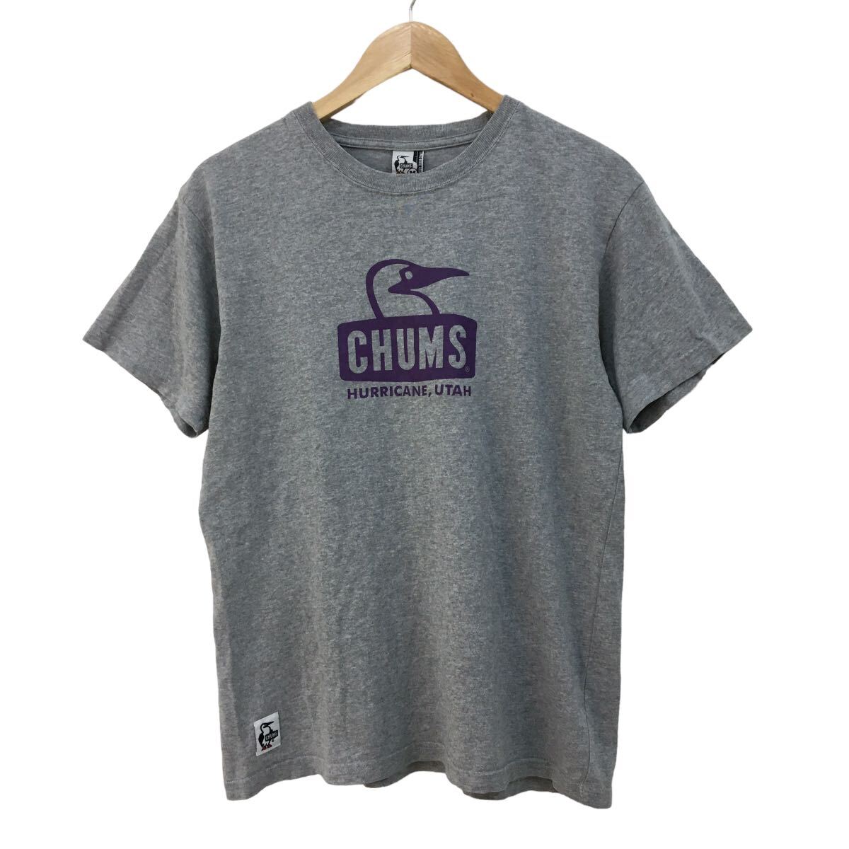 NC221 CHUMS チャムス デカロゴ 半袖 Tシャツ ティシャツ トップス カットソー メンズ M グレー コットン 綿 100%_画像1