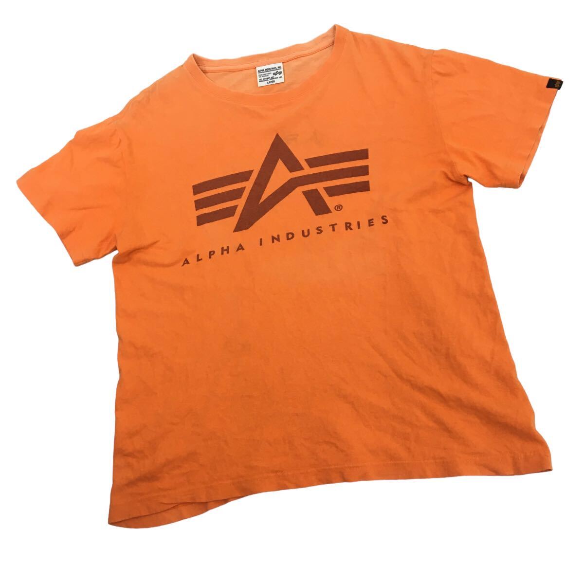 NC223 ALPHA INDUSTRIES アルファインダストリーズ 半袖 Tシャツ ティシャツ トップス カットソー メンズ L オレンジ_画像1