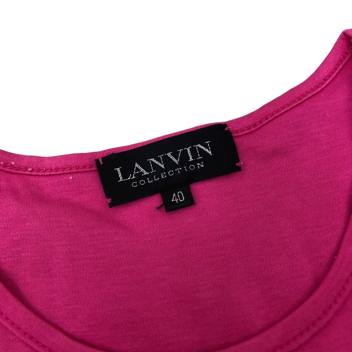 Nm217-12 LANVIN collection ランバン コレクション 半袖 ロゴ Tシャツ シャツ カットソー トップス ピンク レディース 40 日本製_画像8