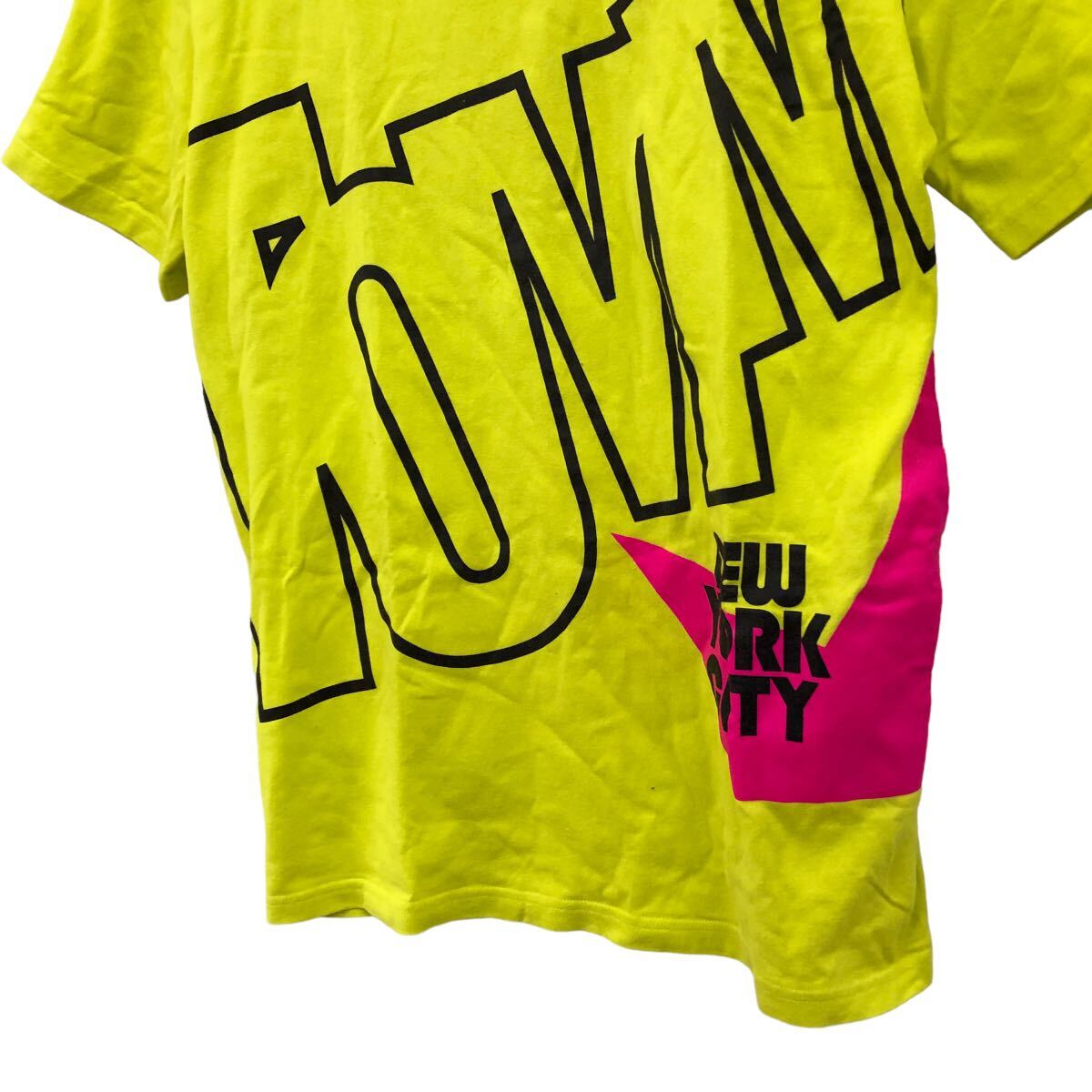 NC223 TOMMY トミーヒルフィガー 半袖 デカロゴ Tシャツ ティシャツ トップス カットソー メンズ L ネオンカラー イエロー 黄色 日本製_画像4