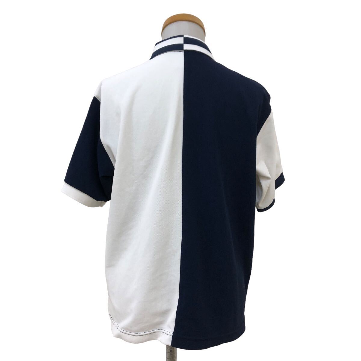 m520-73 ellesse GOLF エレッセ バイカラー 半袖 ポロシャツ シャツ トップス カットソー ゴルフウェア 白 ネイビー レディース M_画像4