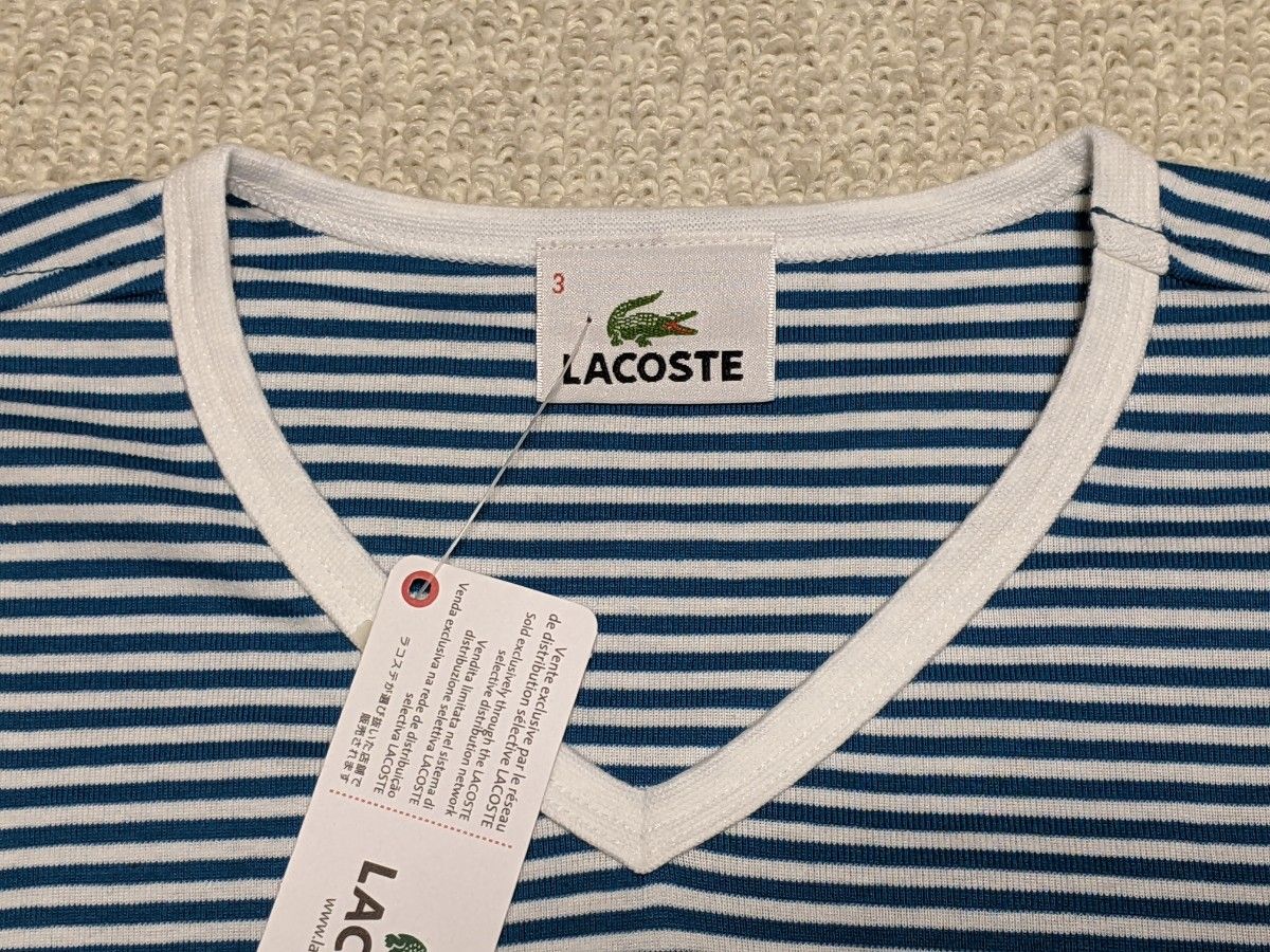 新品未使用 LACOSTE ラコステ ボーダーTシャツ 鹿の子 ファブリカ日本製 半袖 ボーダー柄