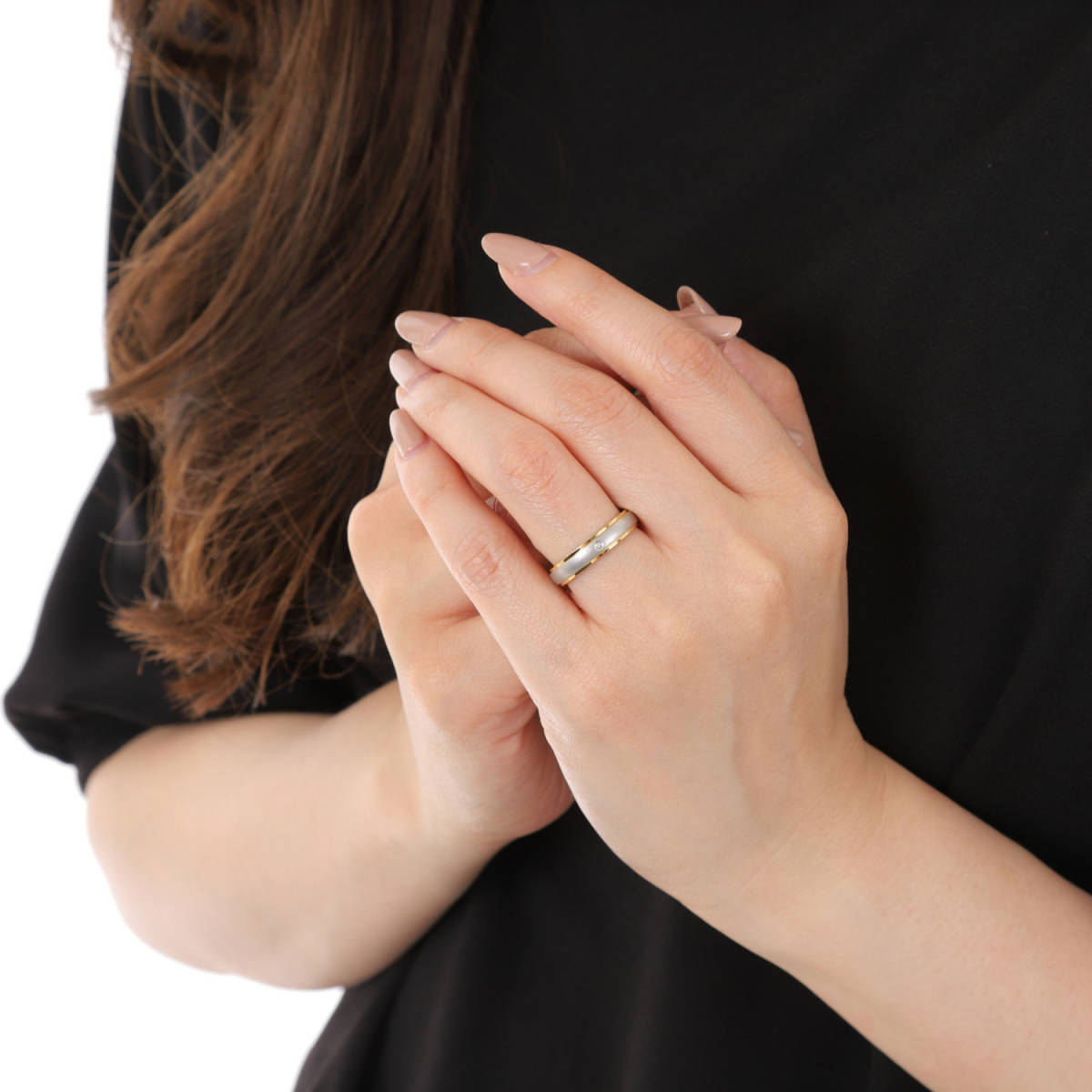 天然ダイヤモンド リング ゴールド プラチナ 仕上げ ペアリング 結婚指輪 マリッジリング 刻印入り 金属アレルギー対応の画像4