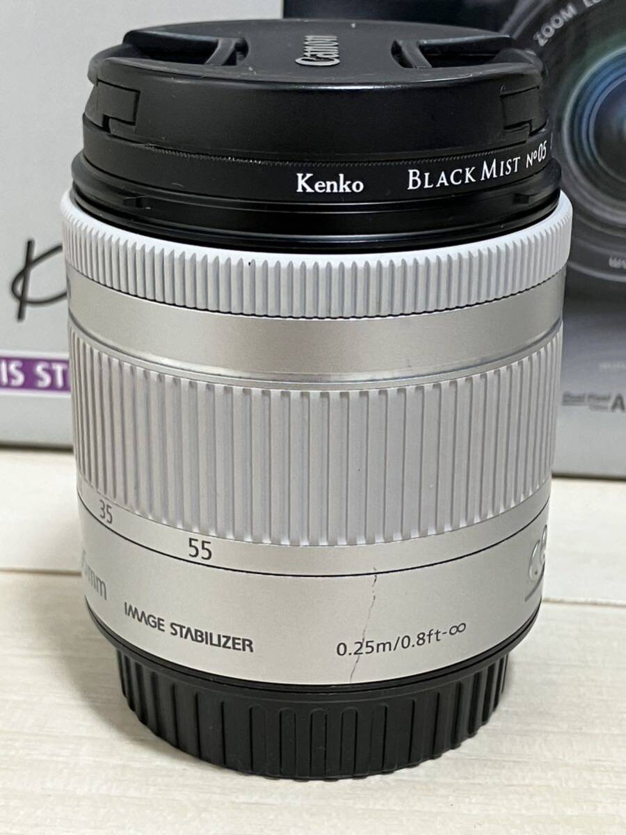 【中古】Canon EOS Kiss x9 レンズキット ホワイト EF-S 18-55 おまけ付き ブラックミスト プロテクター バッテリーの画像8