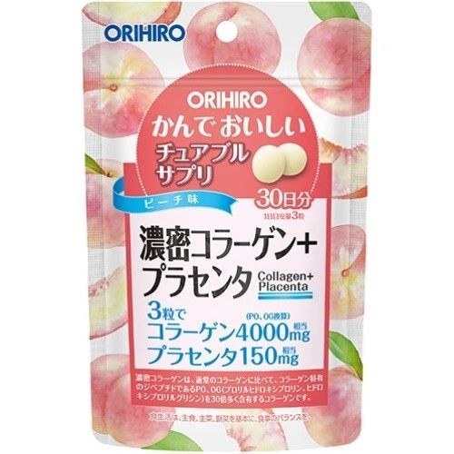 【お試し1袋30日分】オリヒロ かんでおいしいチュアブルサプリ濃密コラーゲン プラセンタ ピーチ味