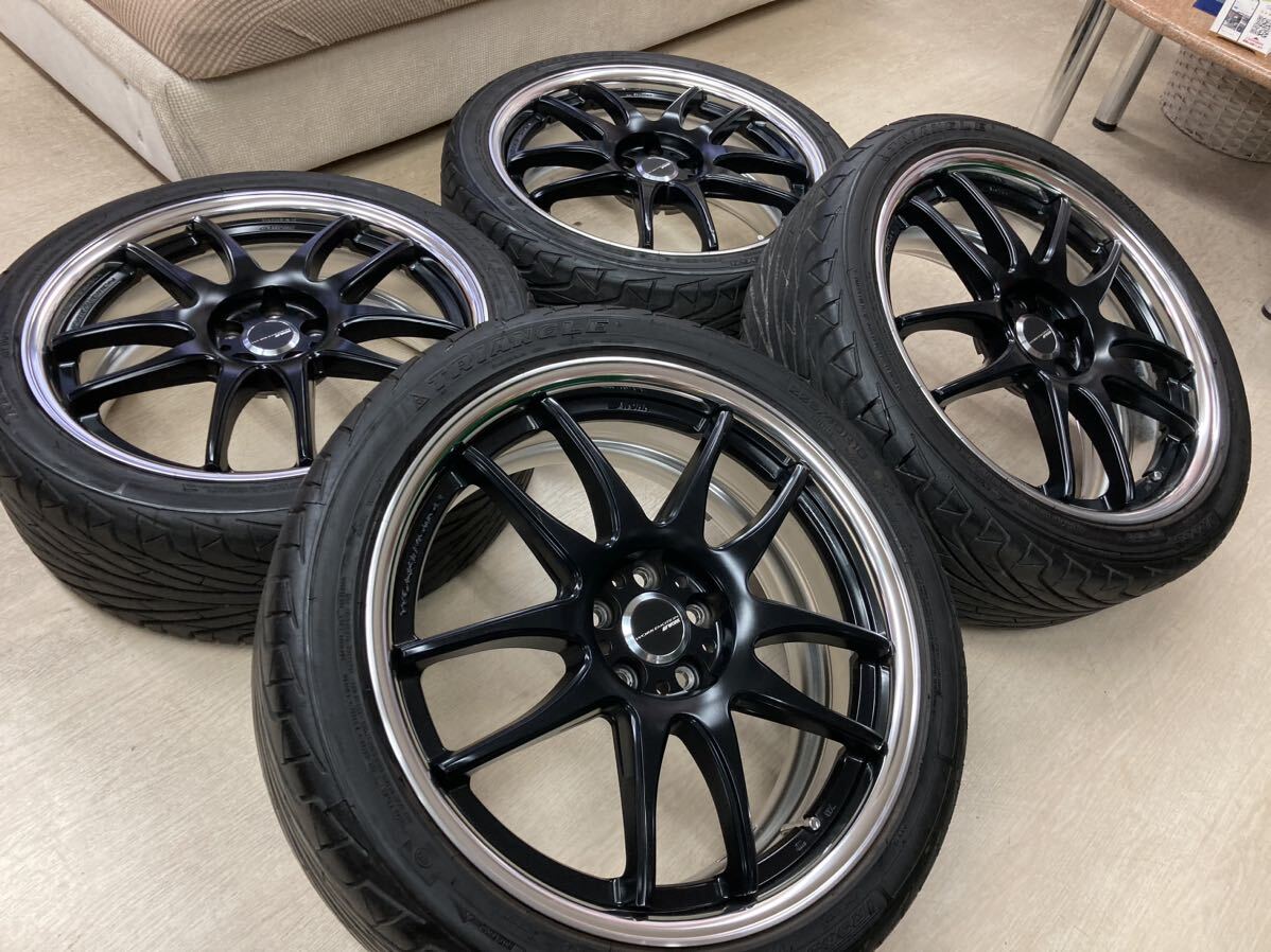 WORK エモーション CR2P◆7.5J 18in+41 5/100◆225/40R18 中古タイヤ付き◆カローラスポーツ プリウス 86 BRZ インプレッサ レガシィ等_画像3