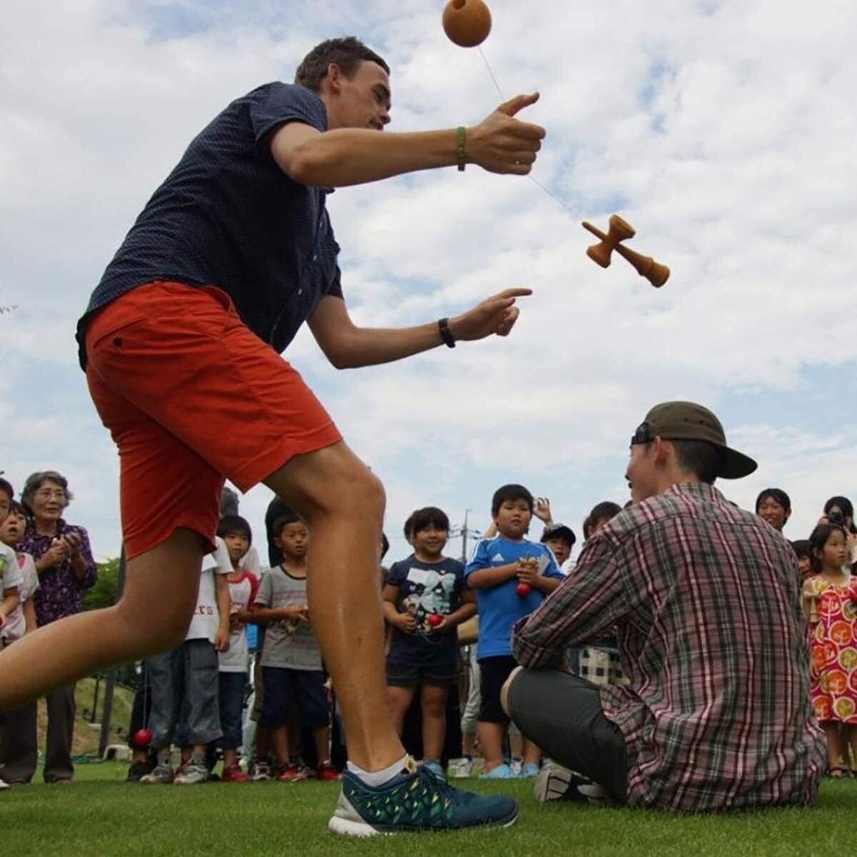 けん玉 3個セット （赤、紫、黒） 剣玉 木製 けん玉教室 練習用 競技用 kendama_画像6