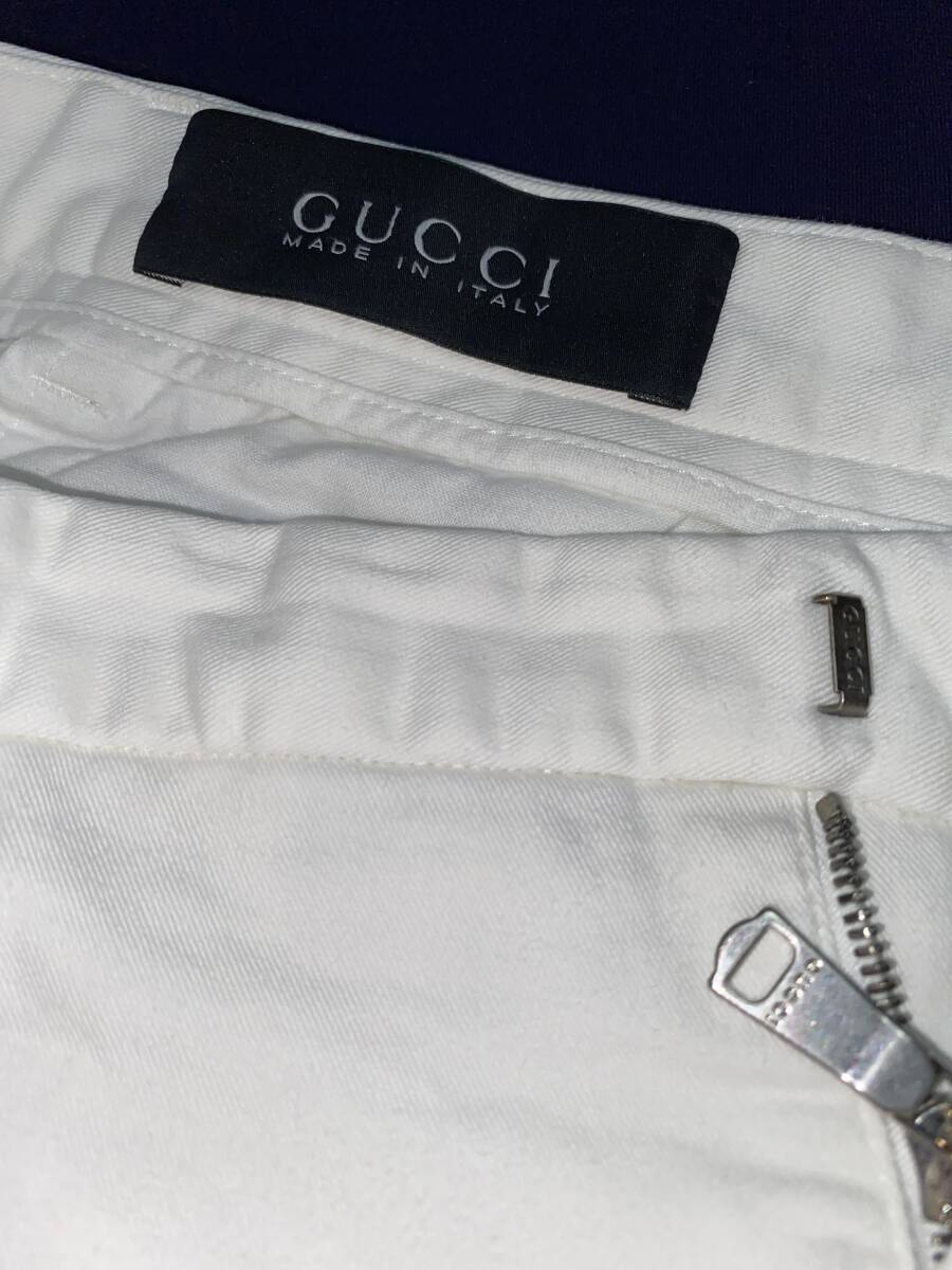  impact. 1 jpy start GUCCI Gucci [ pair neck chila see . ankle height!] black tag riding web tab stretch white slim taper ankle pants 