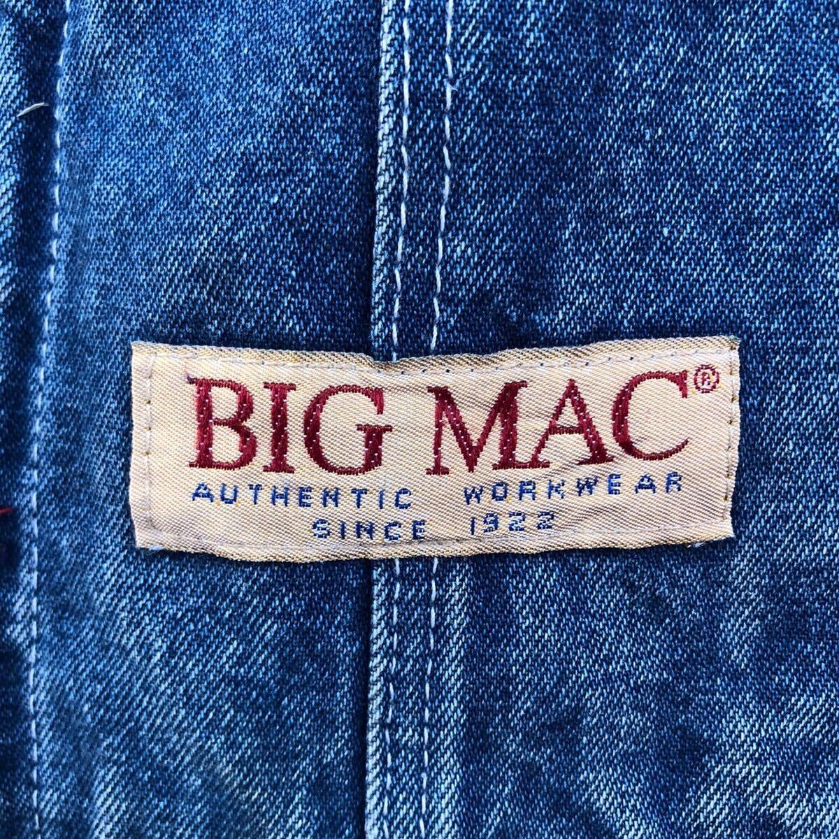 90s USA製 BIG MAC W40 L30 大きいサイズ ビッグサイズ オーバーオール デニム ビッグマック ヴィンテージ 80s パンツ ワーク サロペットの画像3