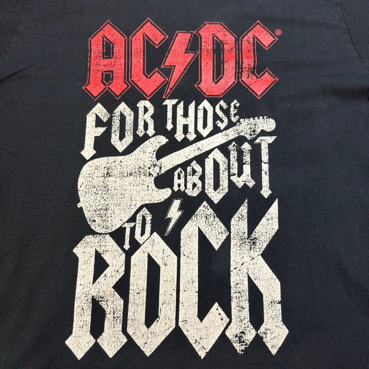 AC/DC バンドTシャツ ブラック バンド 黒 半袖Tシャツ ミュージック ロック ラバープリント コットン size XLサイズ 大判_画像2