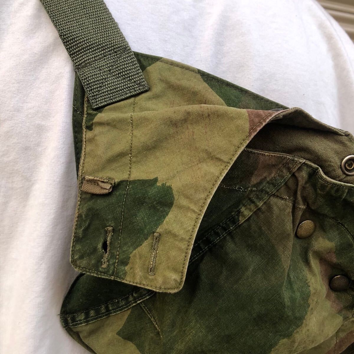 50s ベルギー軍 実物 Belgian Denison Smock デニソンスモック フード リメイク ボディバッグ ショルダー ブラッシュカモ ヴィンテージ_画像3