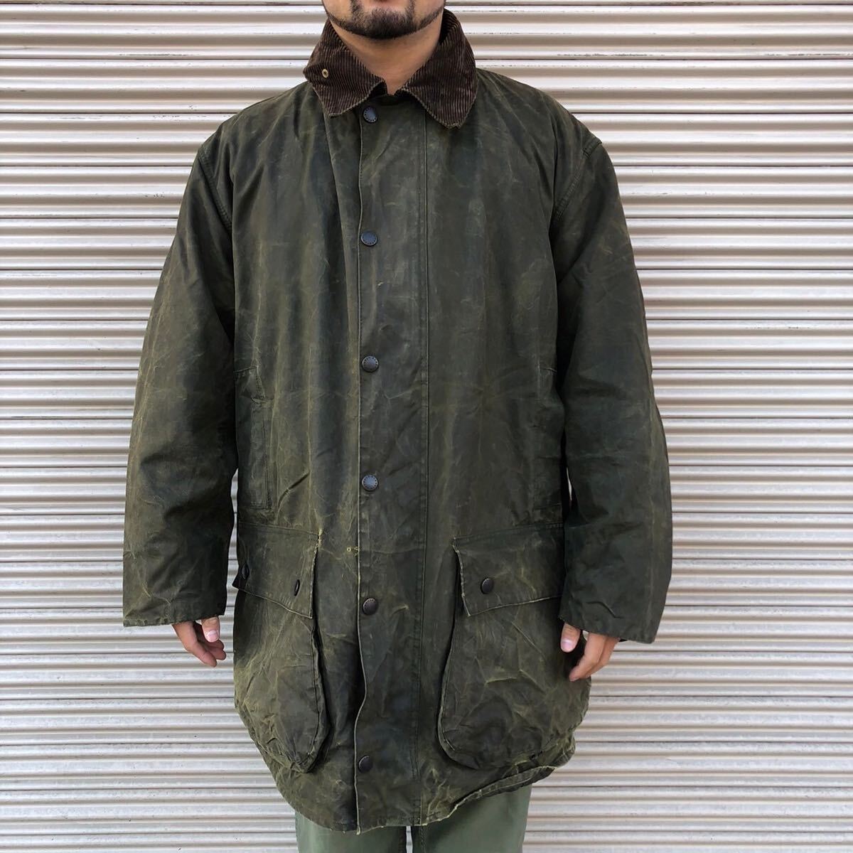 貴重 英国製 C46 ビッグサイズ 90s Barbour NORTHUMBRIA バブアー ノーザンブリア ヴィンテージ オイルドジャケット コート 3クレスト 80s_画像1