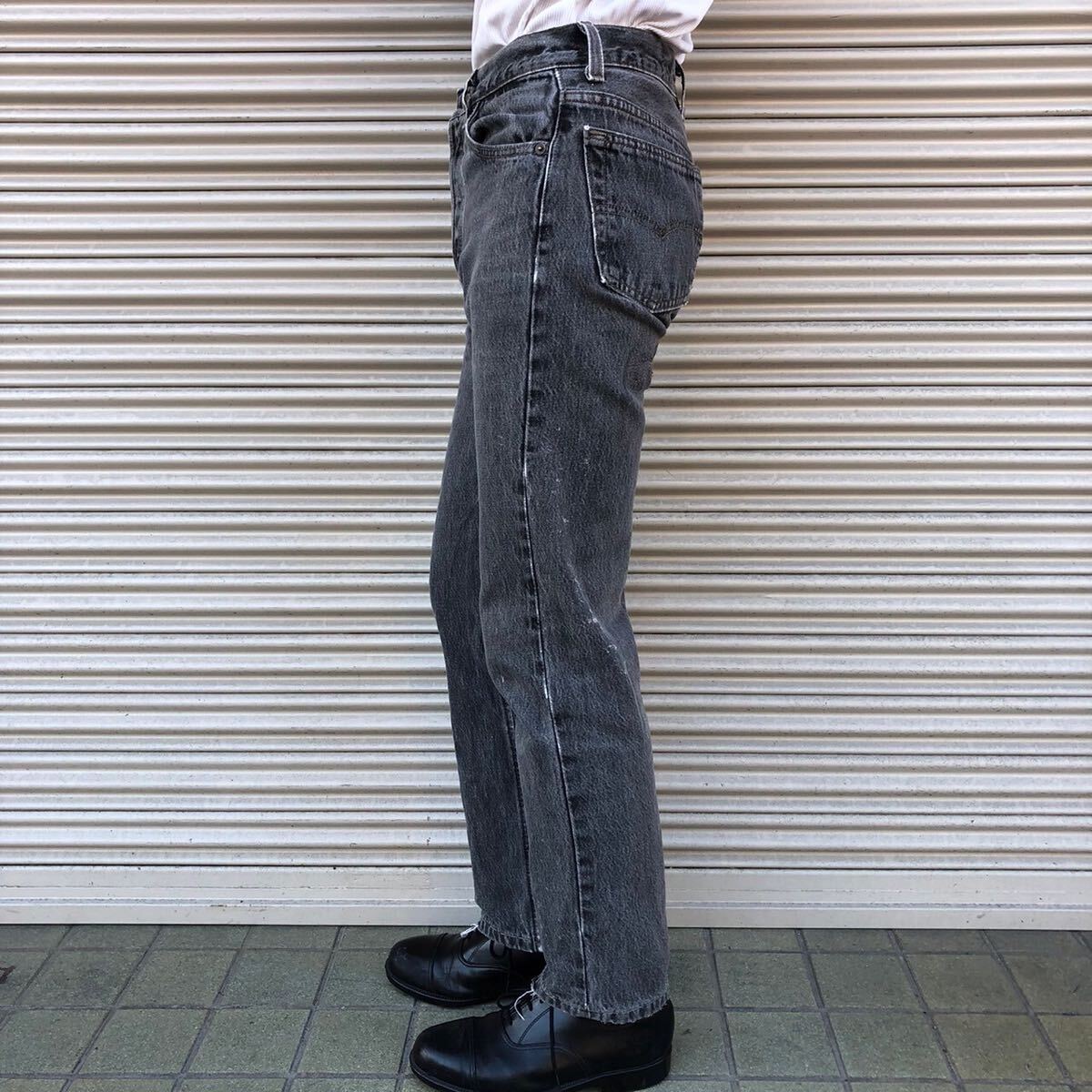 貴重 先染めブラック Levis 501 USA製 90s リーバイス ブラックデニム 黒 サークルアール ヴィンテージ 80s W28 ジーンズ 505 W72cm_画像5