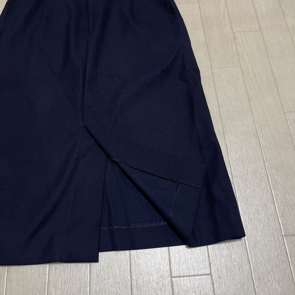 和315★ UNITED ARROWS ユナイテッドアローズ ロングスカート 台形スカート 日本製 36 ネイビー レディース_画像4
