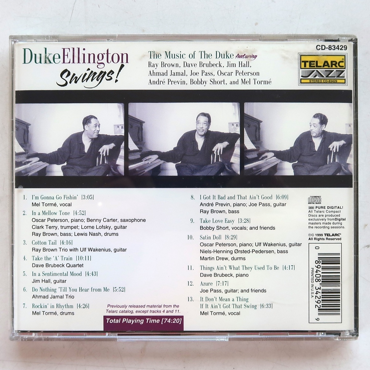CD VARIOUS DUKE ELLINGTON SWINGS! CD-83429 BROWN BRUBECK HALL JAMAL PASS PETERSON PREVIN SHORT TORME 米盤_画像2