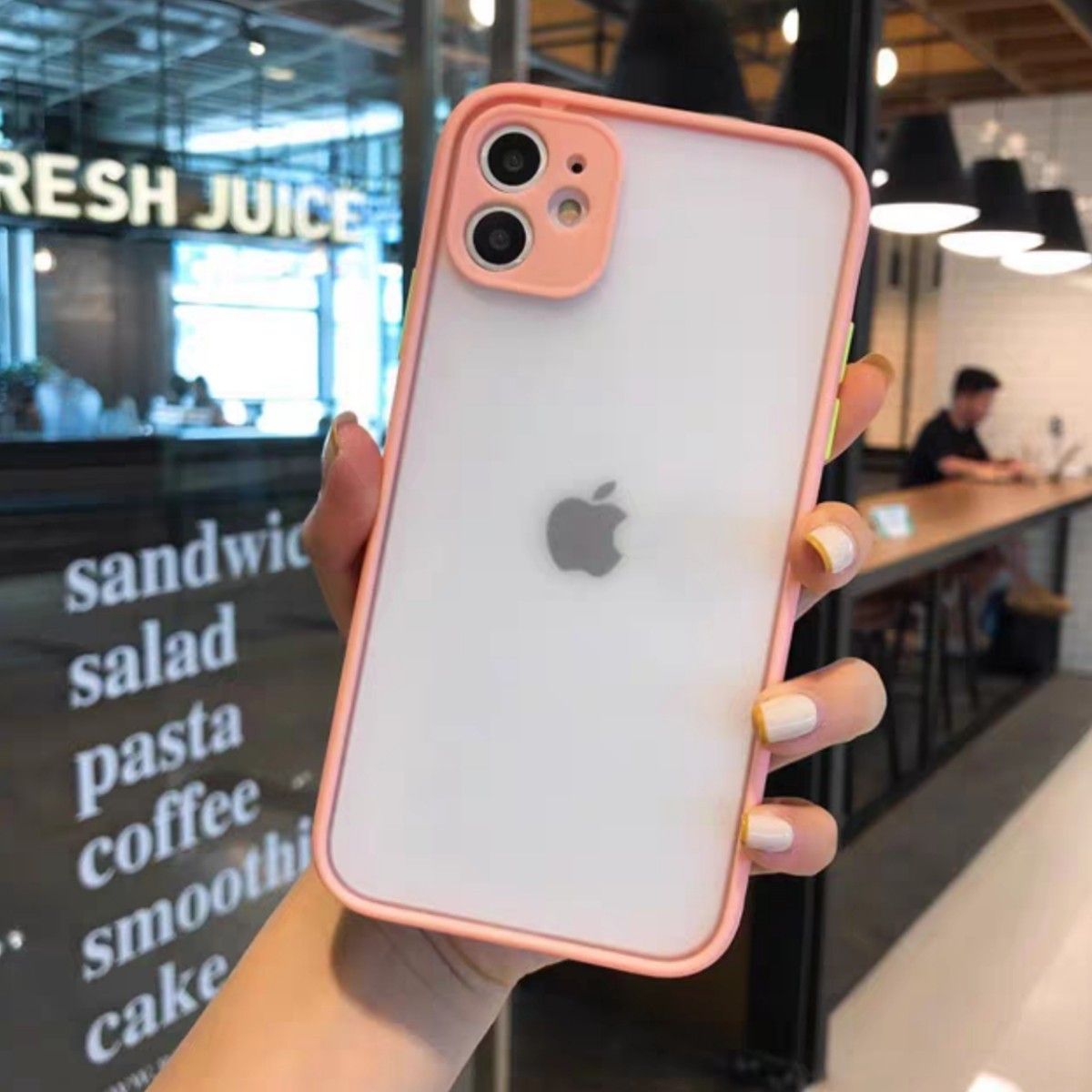 iPhone15pro ケース カバー TPU ピンク 半透明 おしゃれ くすみカラー 韓国 新品