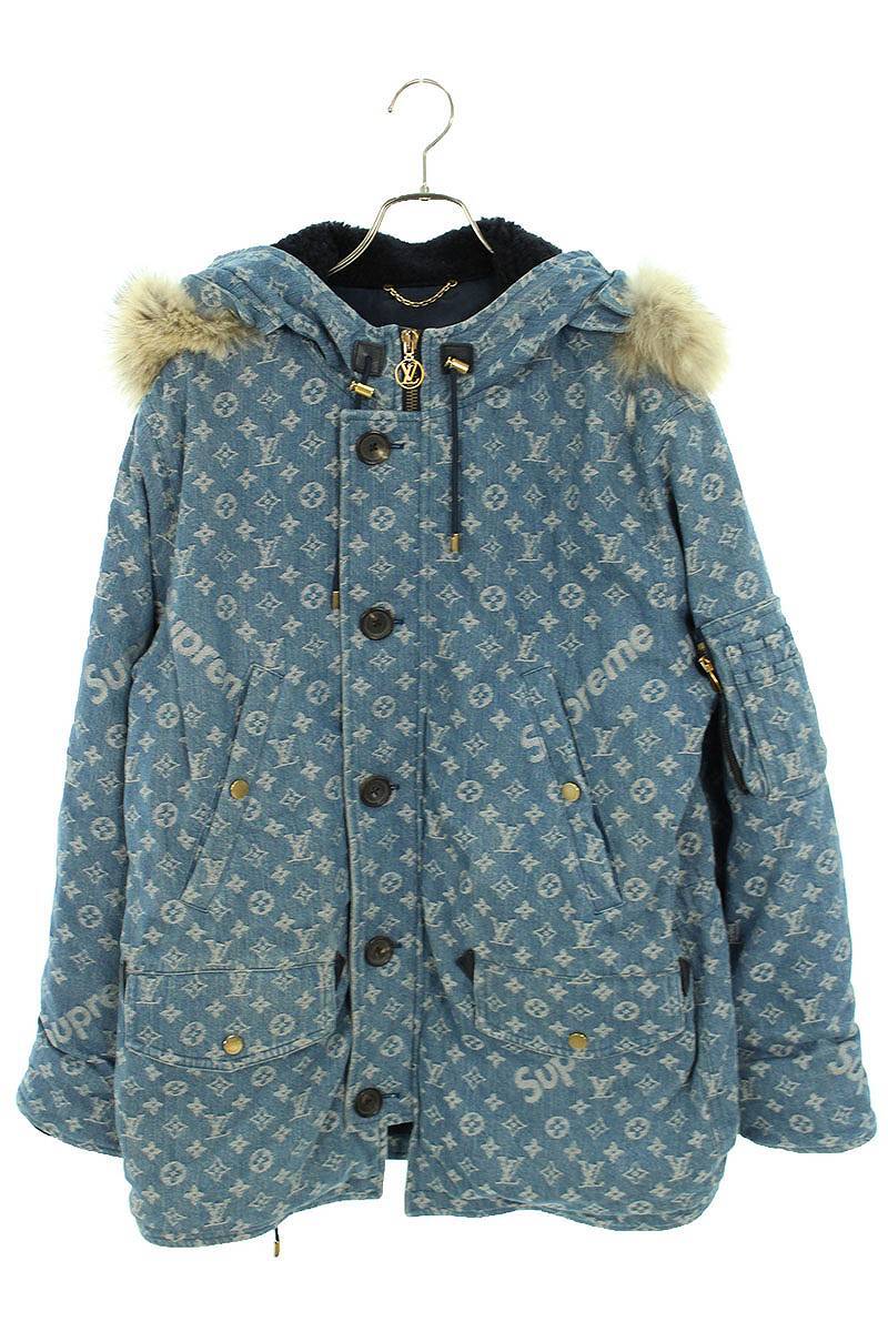 シュプリーム ルイヴィトン SUPREME LOUISVUITTON 17AW N-3B サイズ:50 デニムモノグラムコヨーテファーN-3Bミリタリコート 中古 SB01_画像1