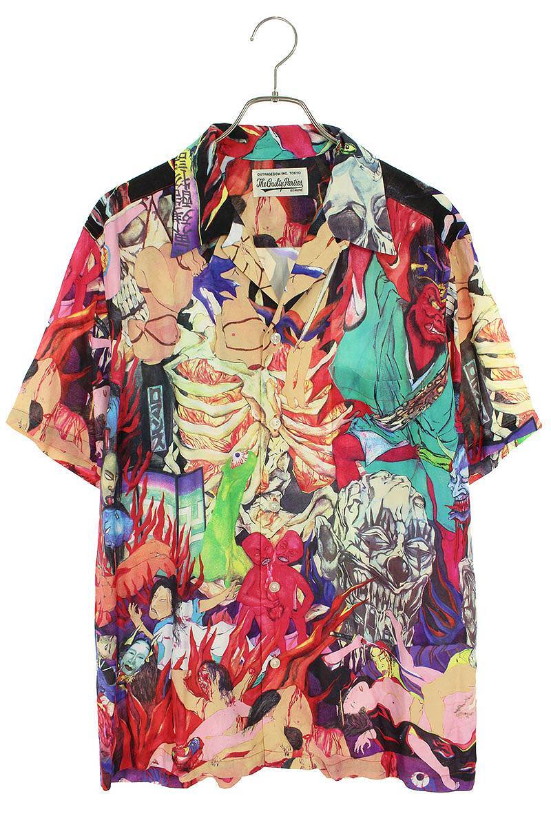 ワコマリア WACKO MARIA TIM LEHI HAWAIIAN SHIRT サイズ:M 地獄絵図総柄ハワイアン半袖シャツ 中古 BS99_画像1