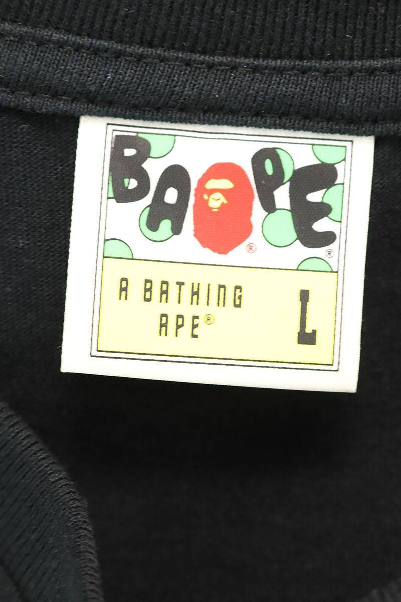 アベイシングエイプ A BATHING APE サイズ:L シャーク刺繍長袖カットソー 中古 BS99_画像3