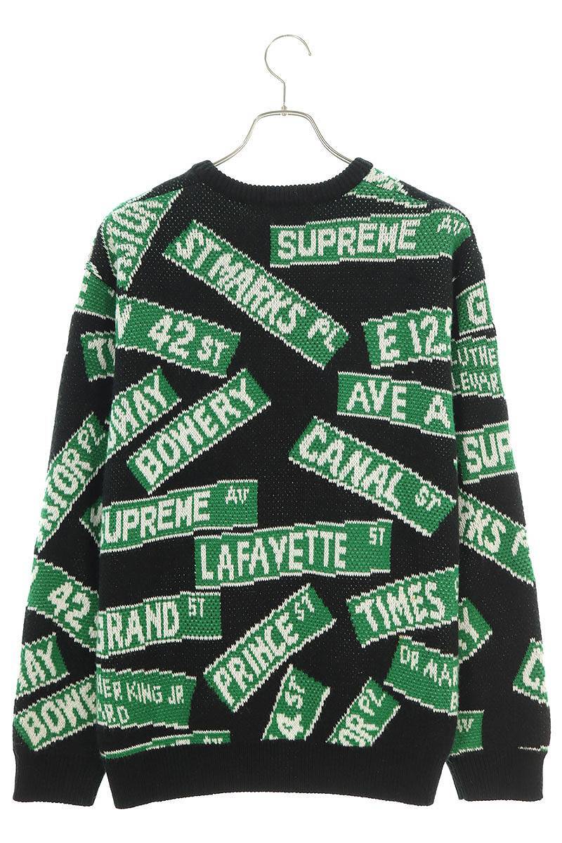 シュプリーム SUPREME 21SS Street Signs Sweater サイズ:L 総柄クルーネックニット 中古 BS99_画像2