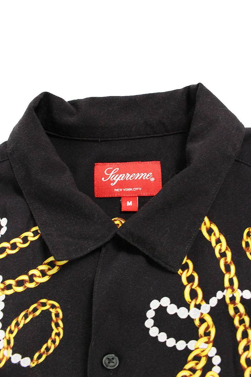 シュプリーム SUPREME 20AW Chains Rayon S/S Shirt サイズ:M チェーン総柄レーヨン半袖シャツ 中古 OM10_画像3