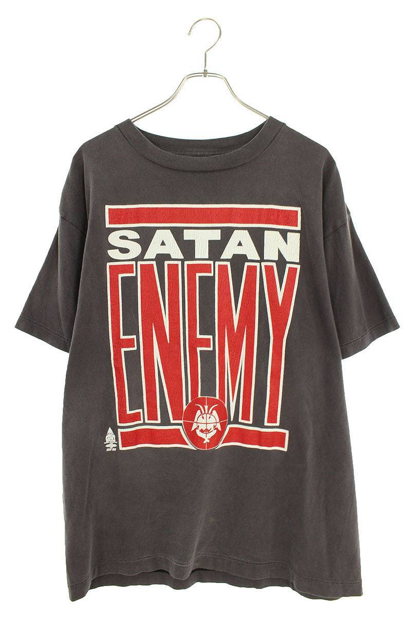 セントマイケル SAINT MICHAEL SM-S22-0000-017 サイズ:L SATANENEMYプリントヴィンテージ加工Tシャツ 中古 OM10_画像1