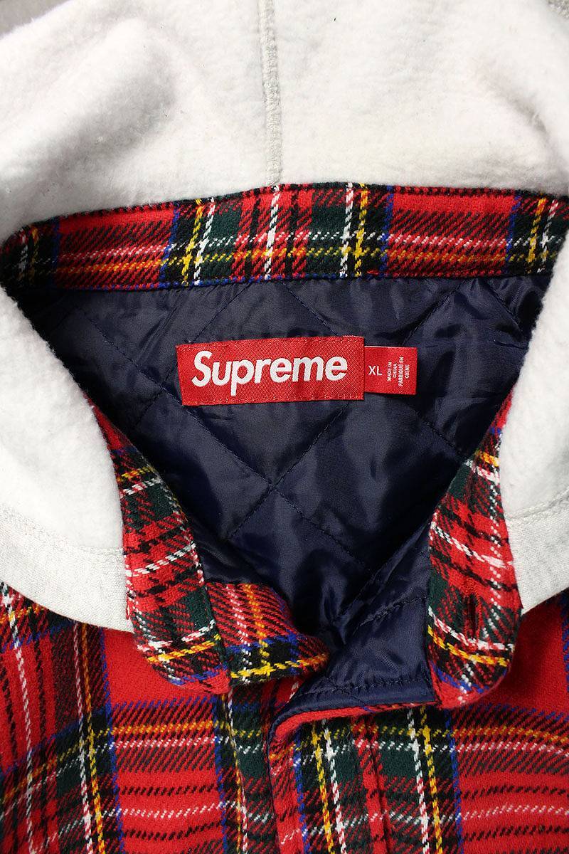 シュプリーム SUPREME 23AW Tartan Flannel Hooded Shirt サイズ:XL フード付きタータンチェック長袖シャツ 中古 BS99_画像3