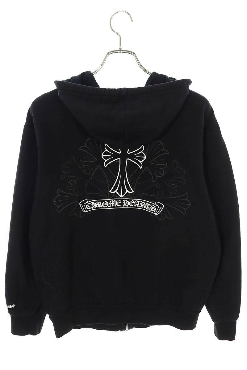 クロムハーツ Chrome Hearts SWTSHRT HD ZIP サイズ:M バッククロスラベルプリントジップパーカー 中古 SJ02_画像2