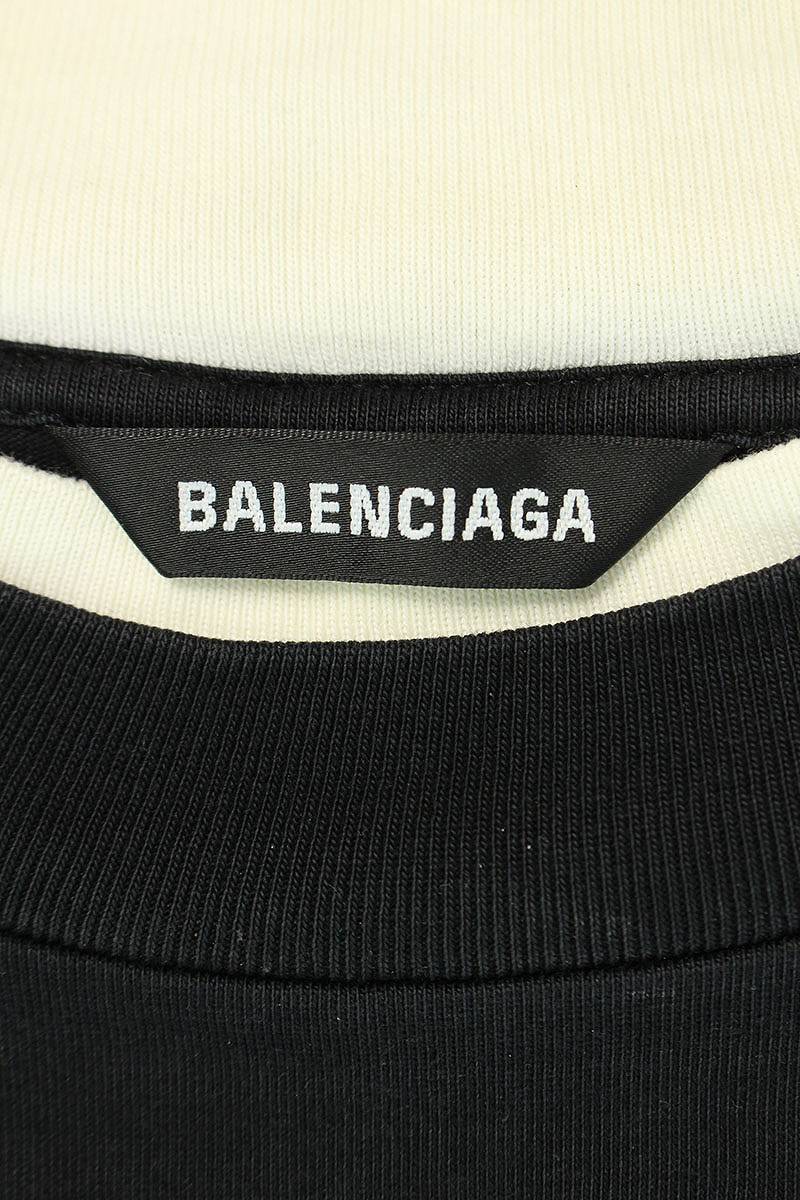 バレンシアガ BALENCIAGA 644693 TIVG6 サイズ:M ロゴ刺繍レイヤードTシャツ 中古 NO05_画像3