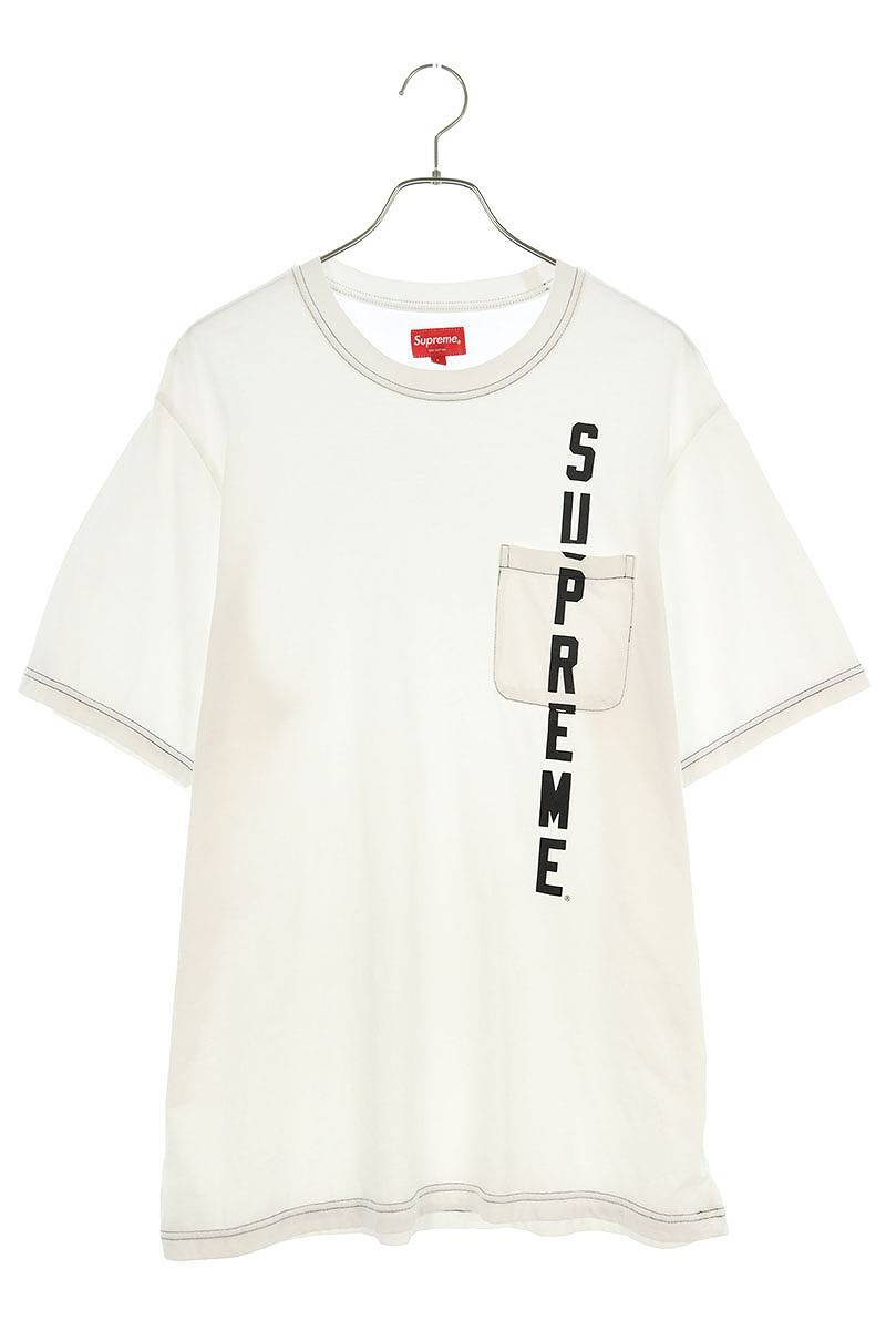 シュプリーム SUPREME 20SS Contrast Stitch Pocket Tee サイズ:L ロゴプリントステッチポケットTシャツ 中古 NO05_画像1