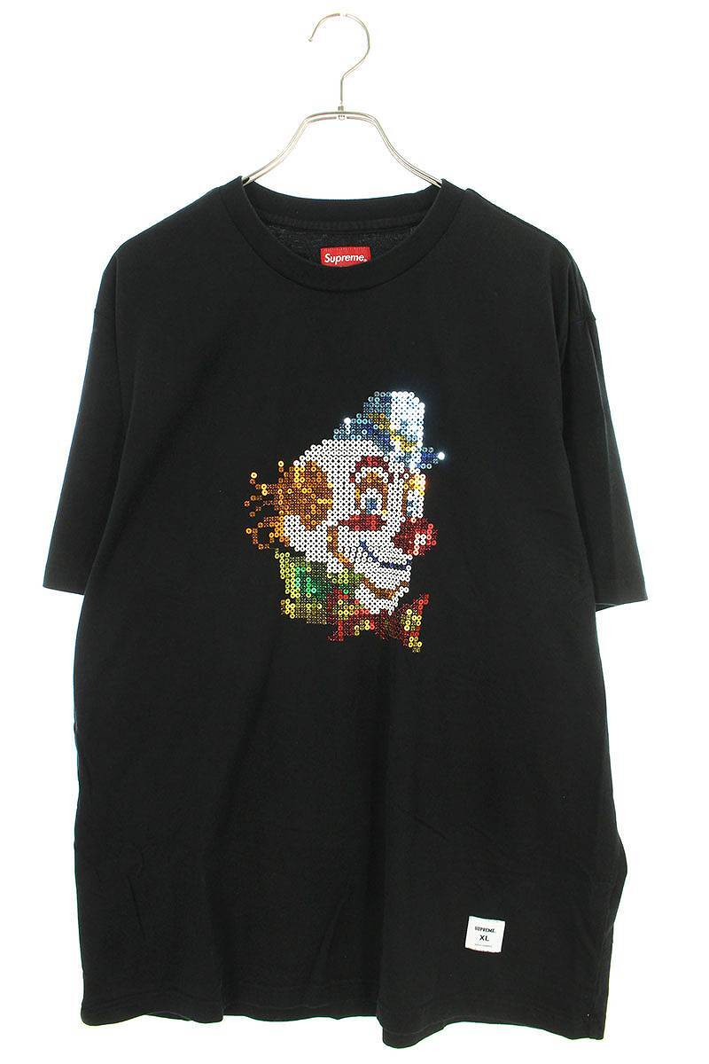 シュプリーム SUPREME 21SS Clown Sequin S/S Top サイズ:XL スパンコールピエロデザインTシャツ 中古 OM10_画像1