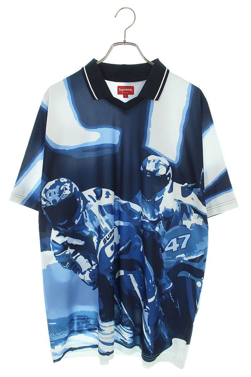 シュプリーム SUPREME 20SS Racing Soccer Jersey サイズ:L レーシングサッカージャージーTシャツ 中古 NO05_画像1