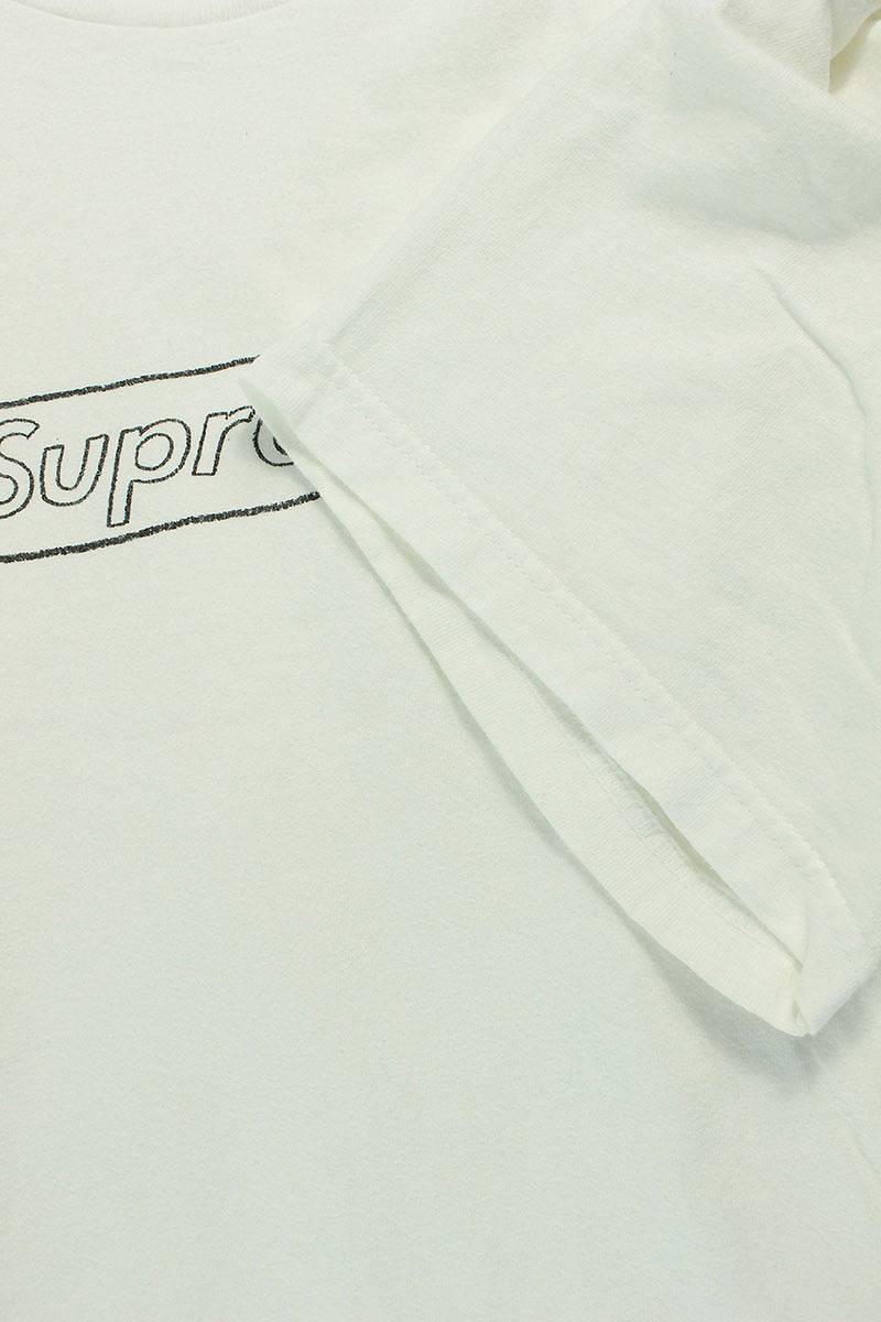 シュプリーム SUPREME カウズ 21SS KAWS Chalk Logo Tee サイズ:L チョークボックスロゴTシャツ 中古 SB01_画像3