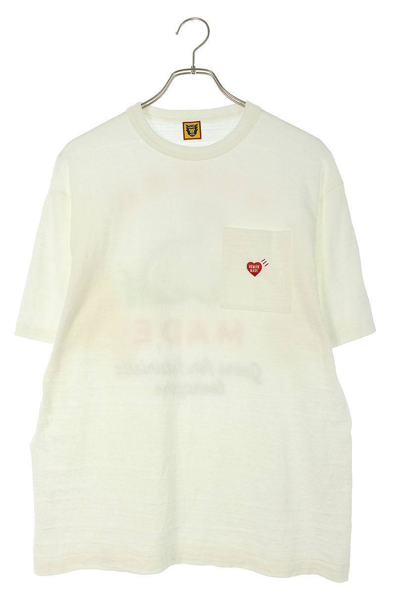 ヒューマンメイド HUMAN MADE 22AW サイズ:L バックラビットプリント胸ポケットTシャツ 中古 FK04_画像1