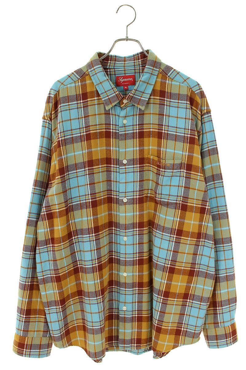 シュプリーム SUPREME 23SS Pullover Plaid Flannel Shirt サイズ:XL プルオーバープライドフランネルハーフボタン長袖シャツ 中古 BS99_画像1