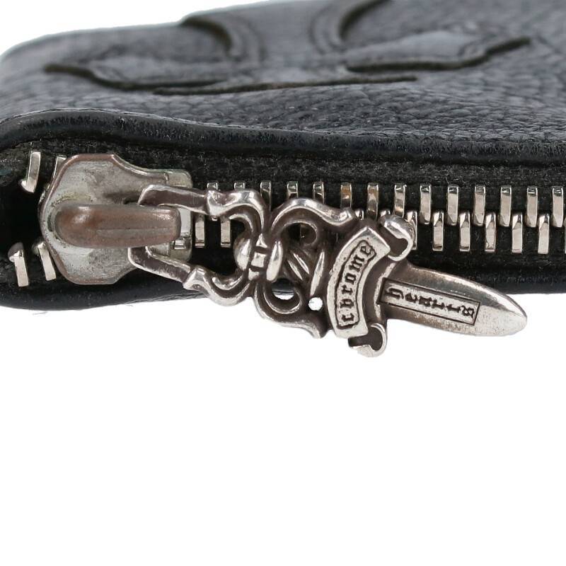 クロムハーツ Chrome Hearts ZPR CHG WRISTLET SML/ジッパーチェンジパース クロスパッチダガージップレザー財布 中古 OM10_画像5