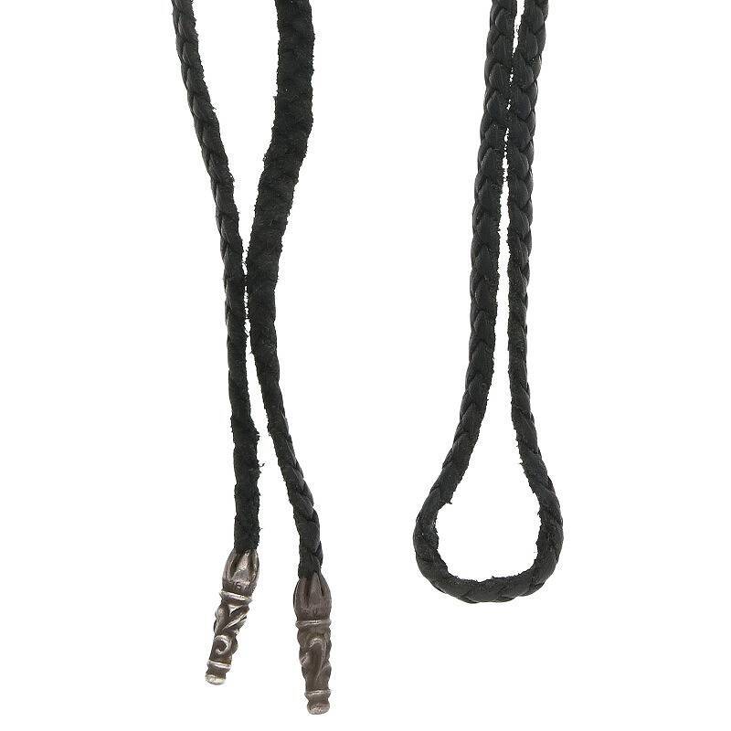 クロムハーツ Chrome Hearts LEATHER BRAID/スクロールレザーブレード シルバーネックレス 中古 NO05_画像1