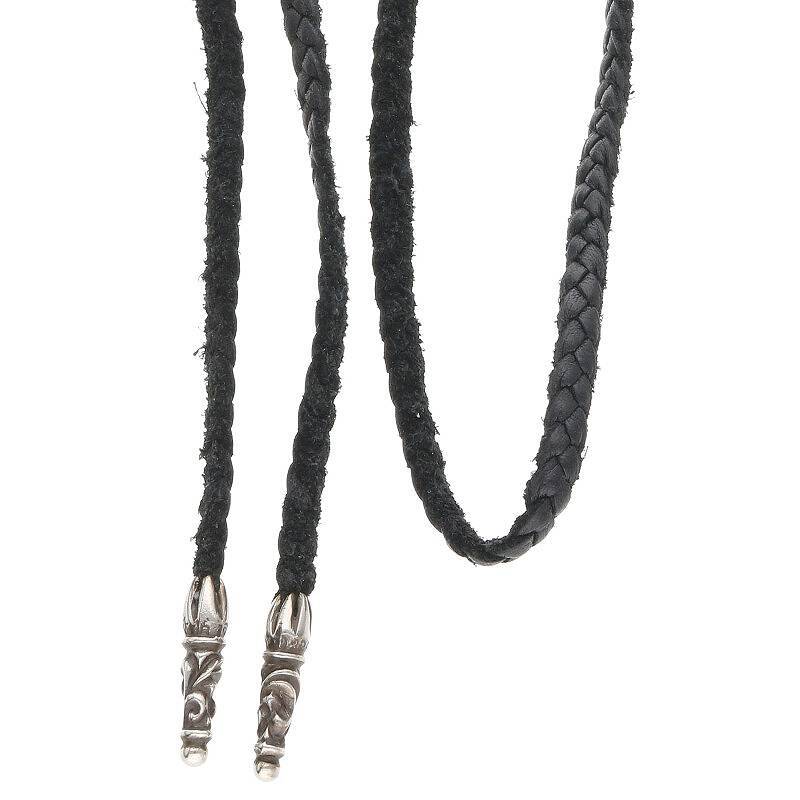 クロムハーツ Chrome Hearts LEATHER BRAID/スクロールレザーブレード シルバーネックレス 中古 SS07_画像1