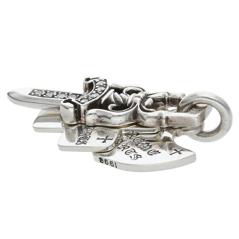 クロムハーツ Chrome Hearts 3TRINKETS P/DMND/スリートリンケッツ PAVEダイヤ/シルバーネックレストップ 中古 OS06_画像5