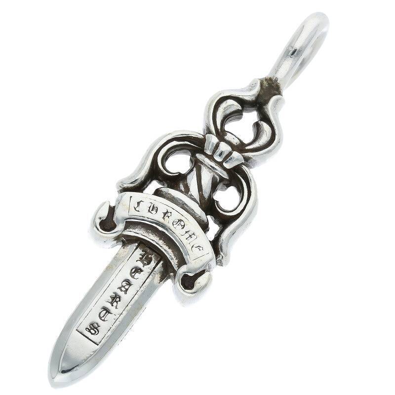 クロムハーツ Chrome Hearts DOUBLE DAGGER/ダブルダガー ペンダント/シルバーネックレストップ 中古 FK04_画像1