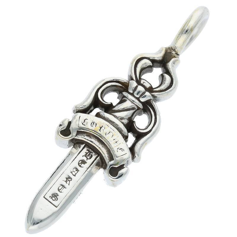 クロムハーツ Chrome Hearts DOUBLE DAGGER/ダブルダガー ペンダント/シルバーネックレストップ 中古 FK04_画像2