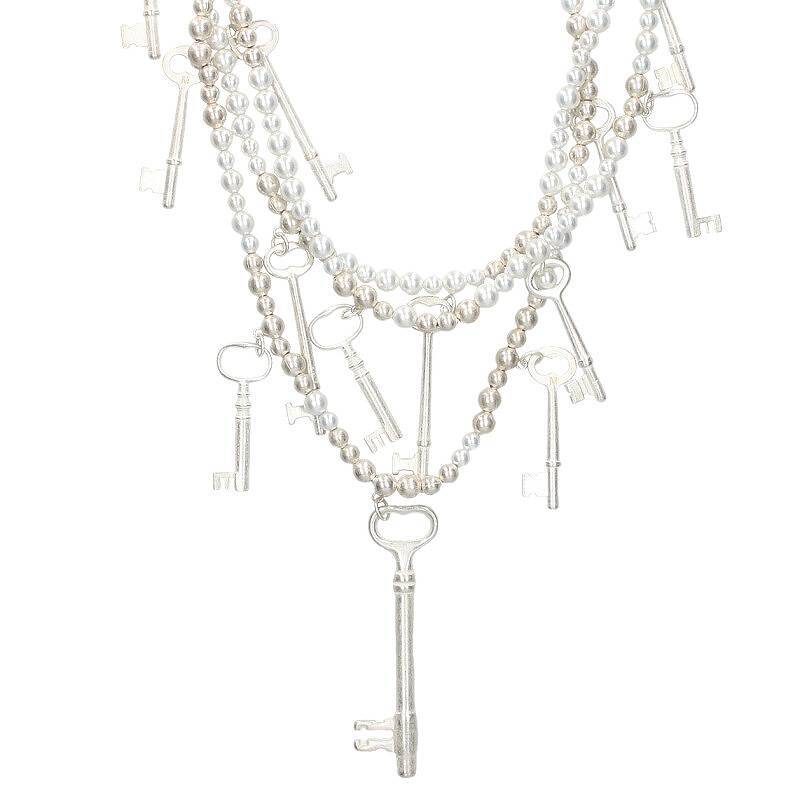 タカヒロミヤシタザソロイスト TAKAHIROMIYASHITA TheSoloIst pearl necklace with five keys. キーモチーフパールネックレス 中古 BS99_画像1