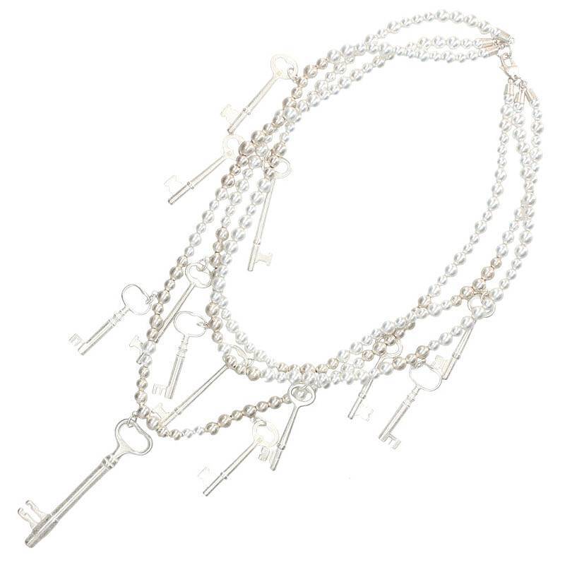 タカヒロミヤシタザソロイスト TAKAHIROMIYASHITA TheSoloIst pearl necklace with five keys. キーモチーフパールネックレス 中古 BS99_画像2