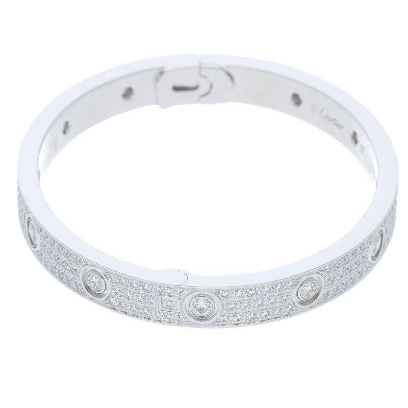 カルティエ Cartier LOVE BRACELET PAVE DIAMONDS ラブブレス サイズ:17 K18WG PAVEダイヤ ラブブレスレット 中古 GZ11_画像4