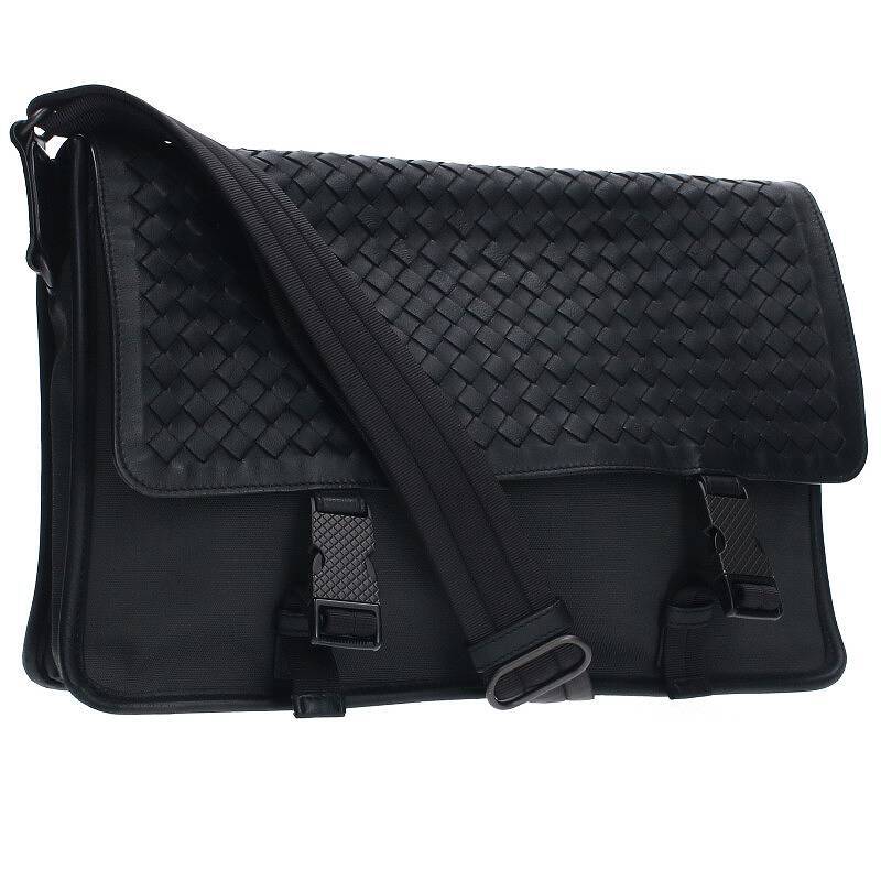 ボッテガヴェネタ BOTTEGA VENETA 548337 メッセンジャー イントレチャートレザーナイロンショルダーバッグ 中古 BS99_画像1